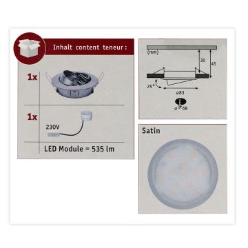 Paulmann 93981 - LED/6,8W IP23 Badezimmer-Einbauleuchte COIN 230V