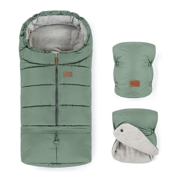 PETITE&MARS - SET Baby-Fußsack 3in1 JIBOT + Handmuffs für Kinderwagen JASIE grün