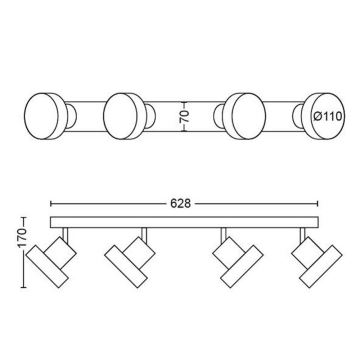 Philips 50604/31/P0 - LED Spotleuchte BUKKO 4xLED/4,3W/230V