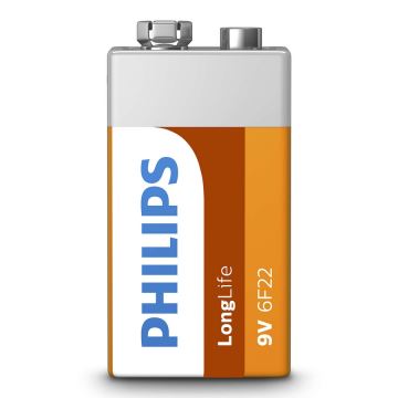 Philips 6F22L1B/10 - Zinkchlorid-Batterie 6F22 LONGLIFE 9V