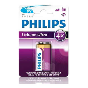 Philips 6FR61LB1A/10 - Lithium Batterie 6LR61 LITHIUM ULTRA 9V 600mAh