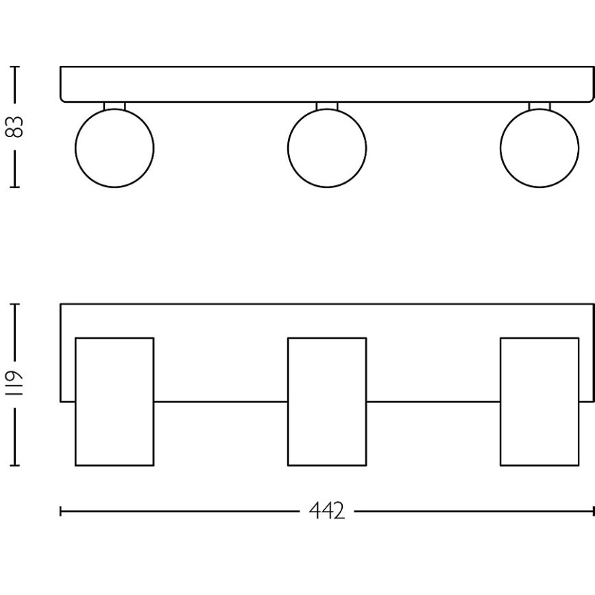 Philips - Badezimmerstrahler IDRIS 3xGU10/5W/230V IP44 schwarz