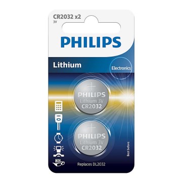 Philips CR2032P2/01B - 2 Stück Lithium Knopfzellen CR2032 MINICELLS 3V 240mAh