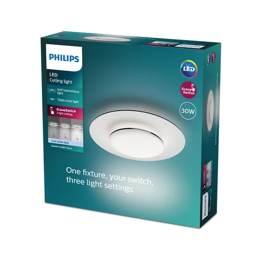 Philips- Dimmbare LED-Deckenleuchte SCENE SWITCH LED/30W/230V 4000K schwarz