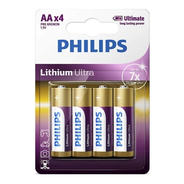 Philips FR6LB4A/10 - 4 Stück  Lithium-Batterien AA LITHIUM ULTRA 1,5V 2400mAh