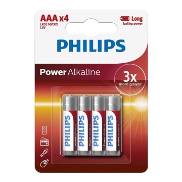 Philips LR03P4B/10 - 4 Stk. alkalische Batterie AAA POWER ALKALINE 1,5V 1150mAh