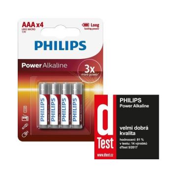 Philips LR03P4B/10 - 4 Stk. alkalische Batterie AAA POWER ALKALINE 1,5V