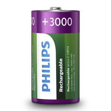Philips R14B2A300/10 - 2 Stk. wiederaufladbare Batterie C MULTILIFE NiMH/1,2V/3000 mAh