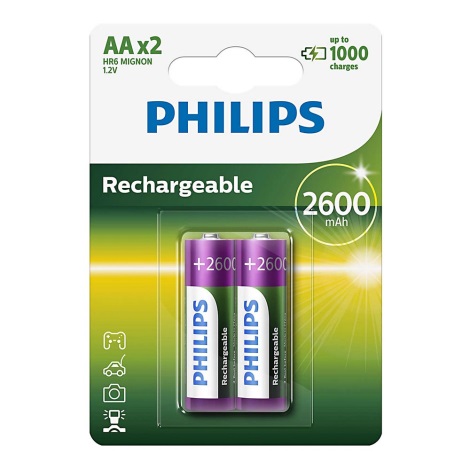 Philips R6B2A260/10 - 2 Stk Ladebatterie AA MULTILIFE NiMH/1,2V/2600 mAh