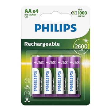 Philips R6B4B260/10 - 4 Stk. wiederaufladbare Batterie AA MULTILIFE NiMH/1,2V/2600 mAh