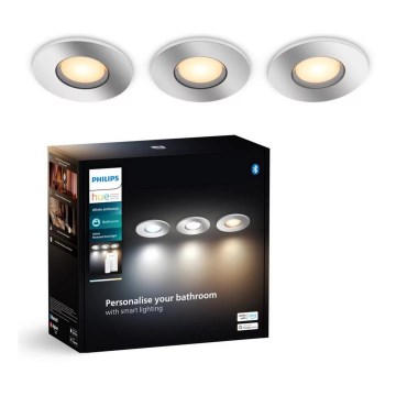 Philips - SET 3x Dimmbare LED-Einbauleuchte für Badezimmer Hue ADORE BATHROOM 1xGU10/4,2W/230V 2200-6500K IP44