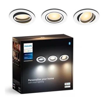 Philips - SET 3x Dimmbare LED-Einbauleuchte Hue MILLISKIN 1xGU10/4,2W/230 2200-6500K