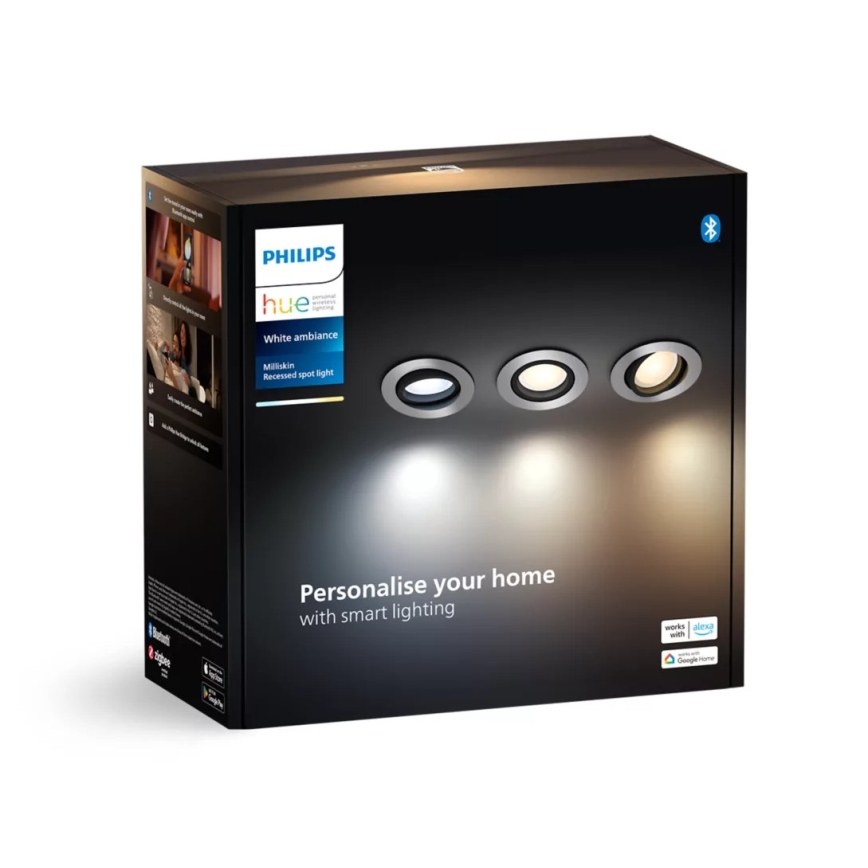 Philips - SET 3x Dimmbare LED-Einbauleuchte Hue MILLISKIN 1xGU10/4,2W/230 2200-6500K