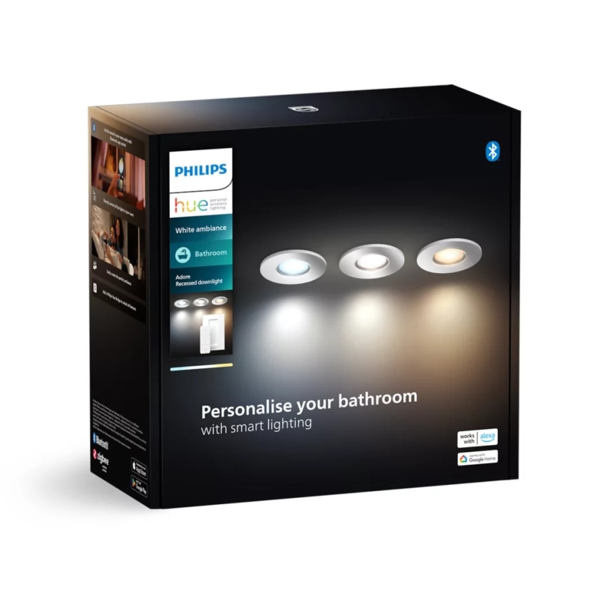 Philips - SET 3x Dimmbare LED-Einbauleuchte für Badezimmer Hue ADORE BATHROOM 1xGU10/4,2W/230V 2200-6500K IP44