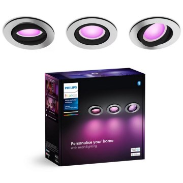 Philips - SET 3x Dimmbare LED-RGBW-Einbauleuchte Hue CENTURA 1xGU10/4,2W/230V 2000-6500K