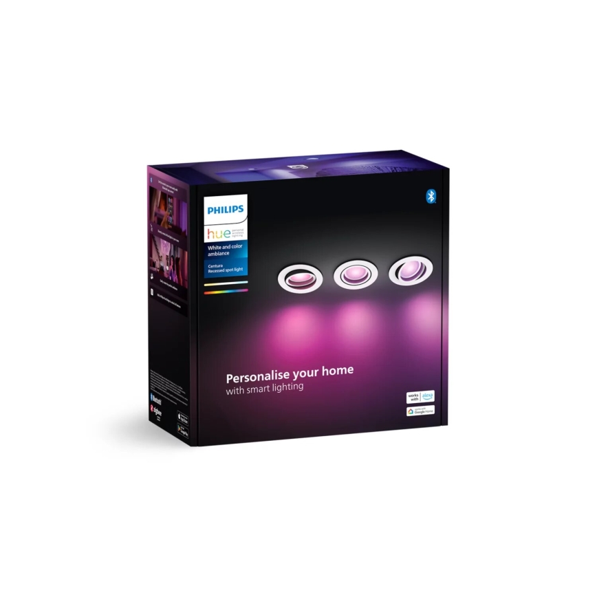 Philips - SET 3x Dimmbare LED-RGBW-Einbauleuchte Hue CENTURA 1xGU10/4,2W/230V 2000-6500K