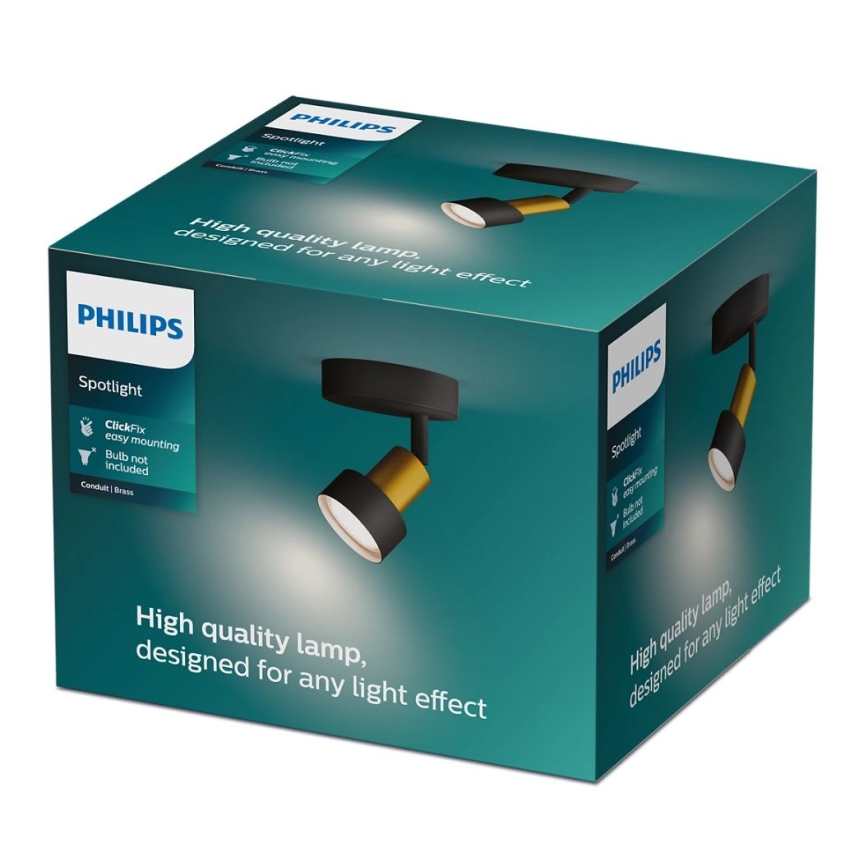 Philips - Strahler CONDUIT 1xGU10/5W/230V schwarz/Messing