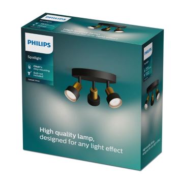 Philips - Strahler CONDUIT 3xGU10/5W/230V schwarz/Messing