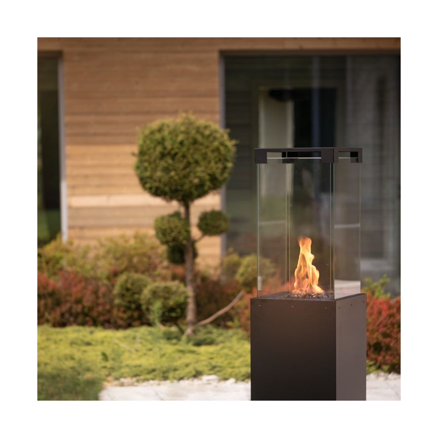 Planika - Outdoor-Gas-Kamin 149,5x36 cm 8kW schwarz + Schutzabdeckung