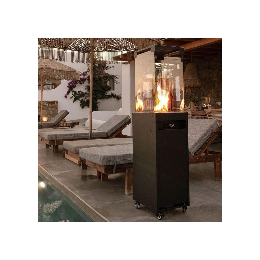 Planika - Outdoor-Gas-Kamin 149,5x36 cm 8kW schwarz + Schutzabdeckung