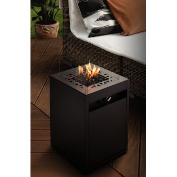 Planika - Outdoor-Gas-Kamin 79,7x48 cm 10kW schwarz + Schutzabdeckung