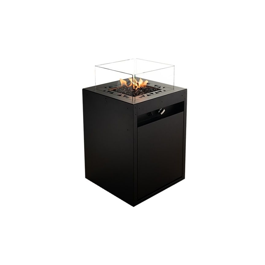 Planika - Outdoor-Gas-Kamin 79,7x48 cm 10kW schwarz + Schutzabdeckung