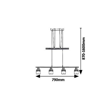 Rabalux 5345 - Kronleuchter an einer Litze LACEY 4xE14/40W/230V