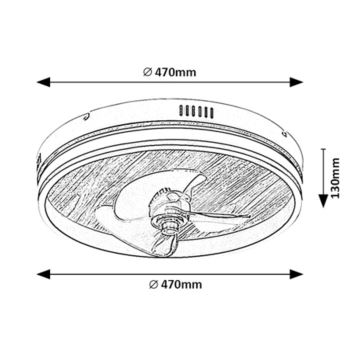 Rabalux - Dimmbare LED-Deckenleuchte mit Ventilator LED/30W/230V 3000-6500K + Fernbedienung