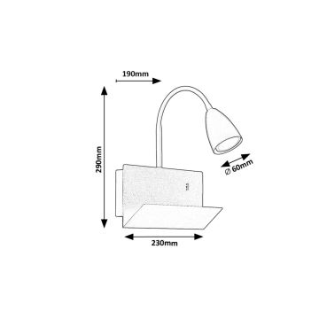 Rabalux - Wandleuchte mit Ablage und USB-Anschluss 1xGU10/25W/230V weiß