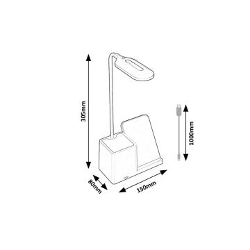 Rabalux - Dimmbare LED-Tischleuchte mit kabelloser Aufladung QI LED/4W/5V 3000/4000/6500K weiß