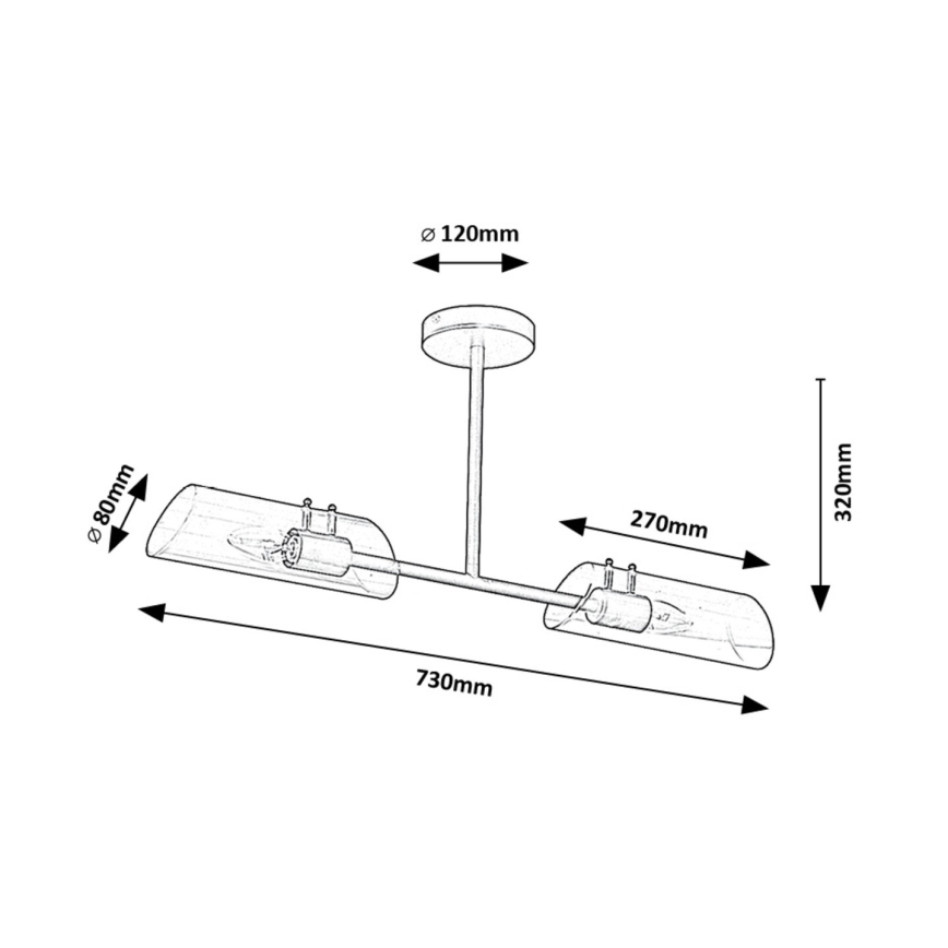 Rabalux - Badezimmer-Hängeleuchte an Stange 2xE14/12W/230V IP44 schwarz