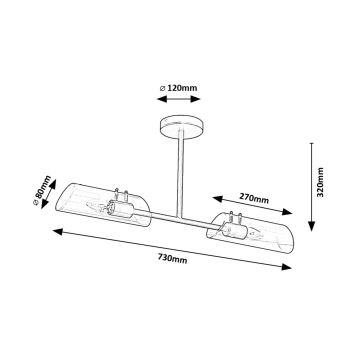 Rabalux - Badezimmer-Deckenleuchte an Stange 2xE14/12W/230V IP44 Chrom