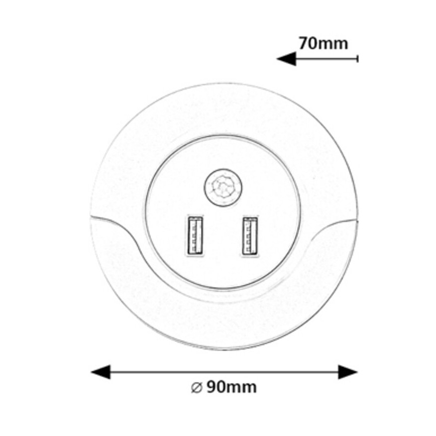 Rabalux - LED-Steckdosen-Nachtlicht mit Sensor 2xUSB LED/13,9W/230V 3000K