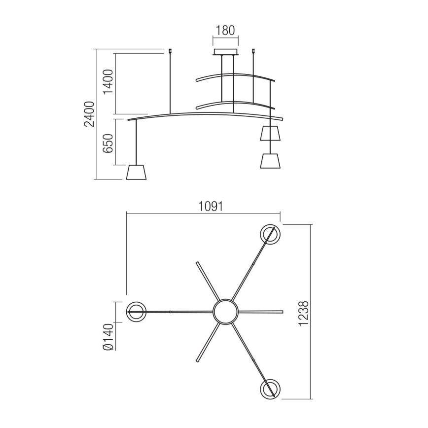 Redo 01-1524 - LED-Hängeleuchte an Schnur LOLLI 3xLED/6W/230V weiß