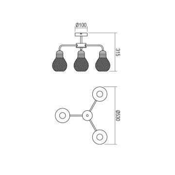 Redo 01-1576 - Kronleuchter EDISON 3xE27/42W/230V