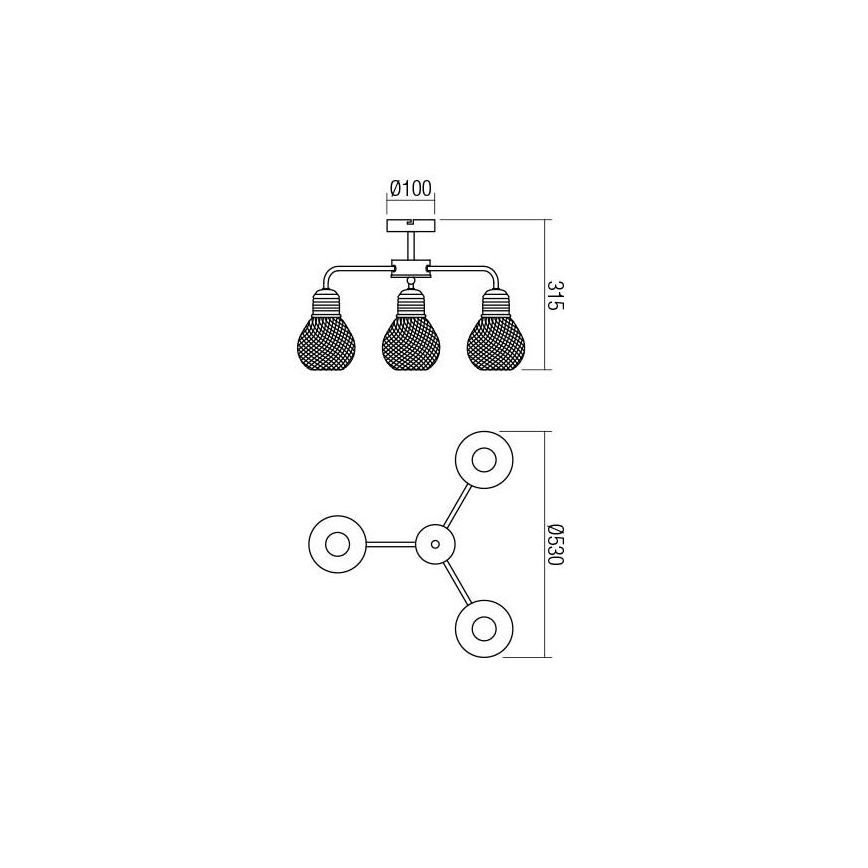 Redo 01-1576 - Kronleuchter EDISON 3xE27/42W/230V