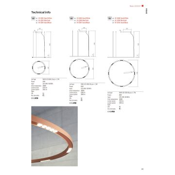 Redo 01-2202 - LED-Hängeleuchte an Schnur UNION LED/34W/230V 3000K d 60 cm weiß