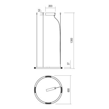 Redo 01-2202 - LED-Hängeleuchte an Schnur UNION LED/34W/230V 3000K d 60 cm weiß