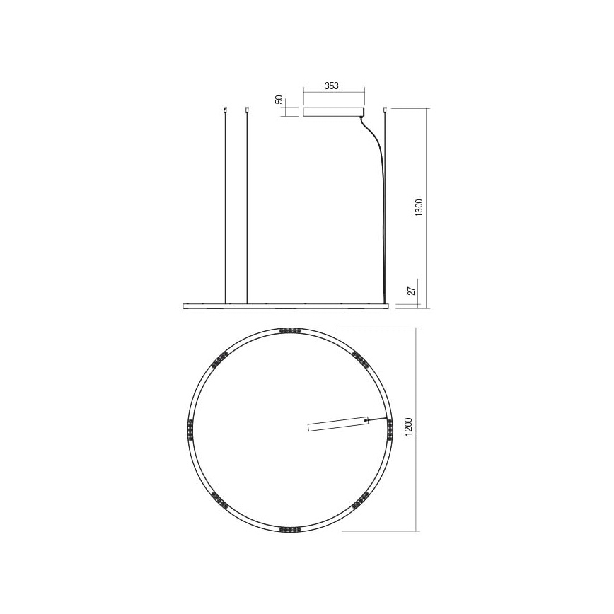 Redo 01-2208 - LED-Hängeleuchte an Schnur UNION LED/68W/230V 3000K d 120 cm weiß