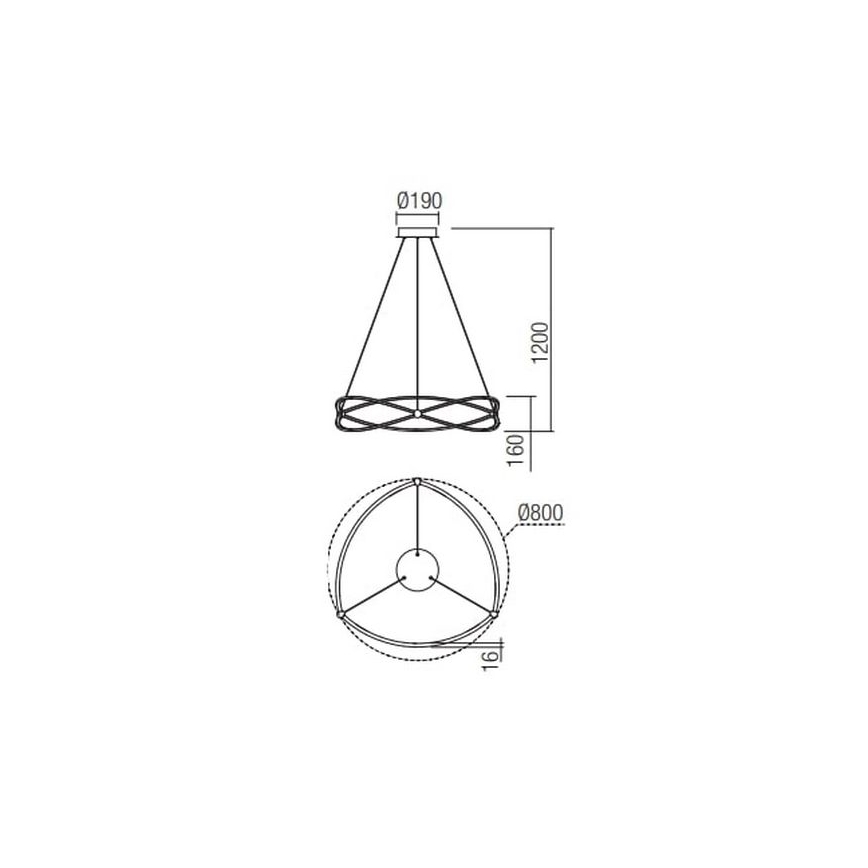 Redo 01-2254 - Dimmbare LED-Hängeleuchte an Schnur QUARK LED/54W/230V 3000K d 80 cm schwarz