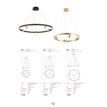 Redo 01-2490 - LED-Hängeleuchte an Schnur SUMMIT LED/38W/230V CRI 90 d 61,6 cm golden