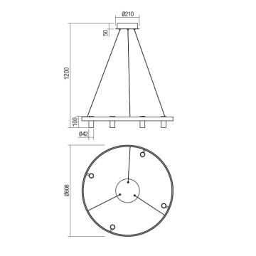 Redo 01-2492 - LED-Hängeleuchte an Schnur SUMMIT LED/53,5W/230V CRI 90 d 80,8 cm golden