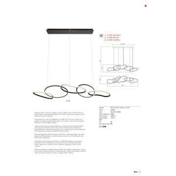 Redo 01-2596 - Dimmbare LED-Hängeleuchte an Schnur BIAS LED/87,4W/230V 3000K schwarz