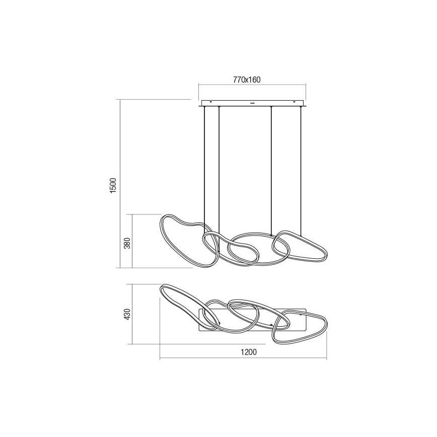 Redo 01-2596 - Dimmbare LED-Hängeleuchte an Schnur BIAS LED/87,4W/230V 3000K schwarz