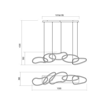 Redo 01-2599 - Dimmbare LED-Hängeleuchte an Schnur BIAS LED/108,6W/230V 3000K schwarz