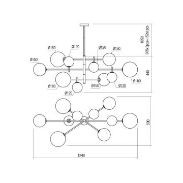 Redo 01-2781 - Deckenleuchte an Stange ROY 10xG9/10W/230V