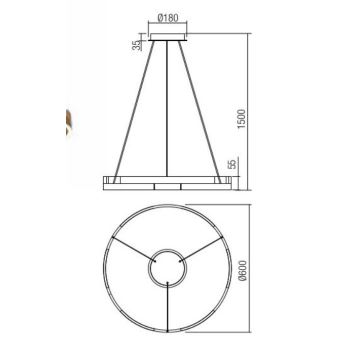 Redo 01-3172 - Dimmbare LED-Hängeleuchte an Schnur CASTLE LED/36W/230V golden