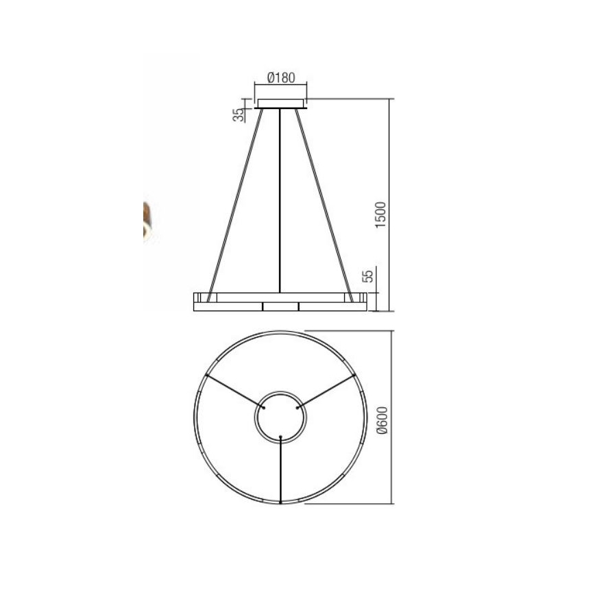 Redo 01-3172 - Dimmbare LED-Hängeleuchte an Schnur CASTLE LED/36W/230V golden