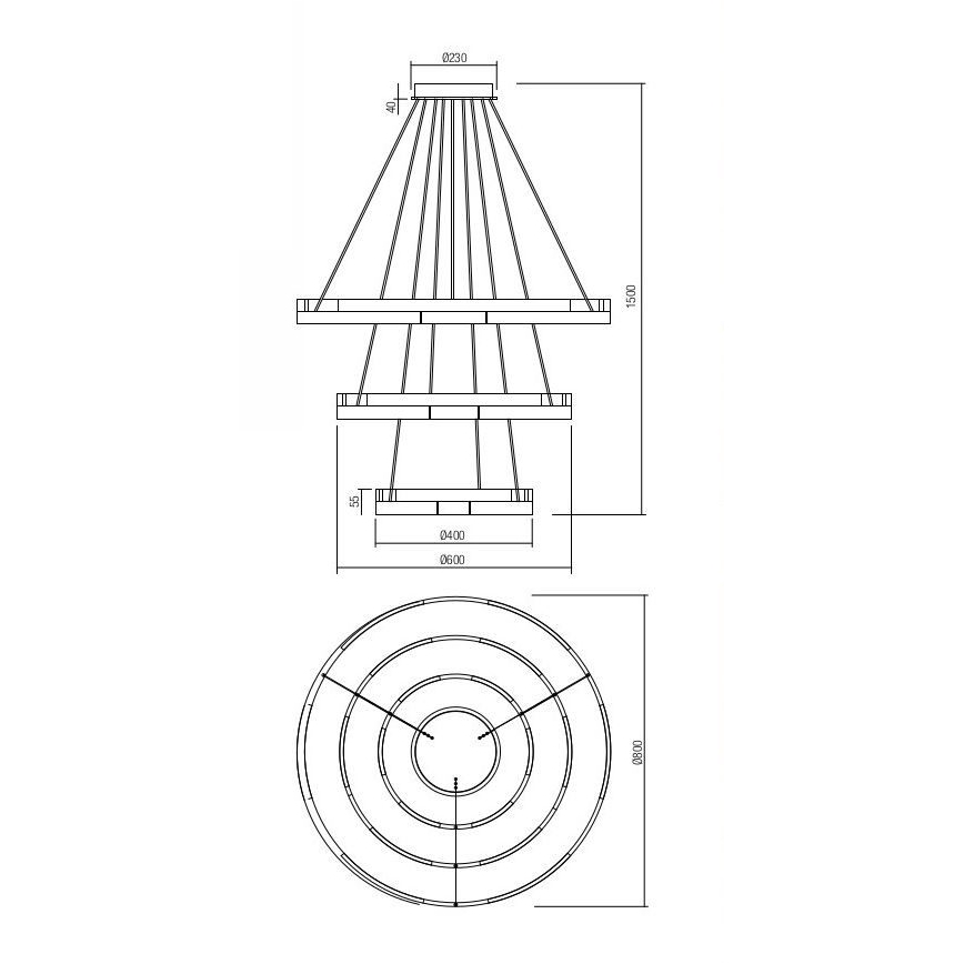 Redo 01-3181 - Dimmbare LED-Hängeleuchte an Schnur CASTLE LED/80W/230V golden