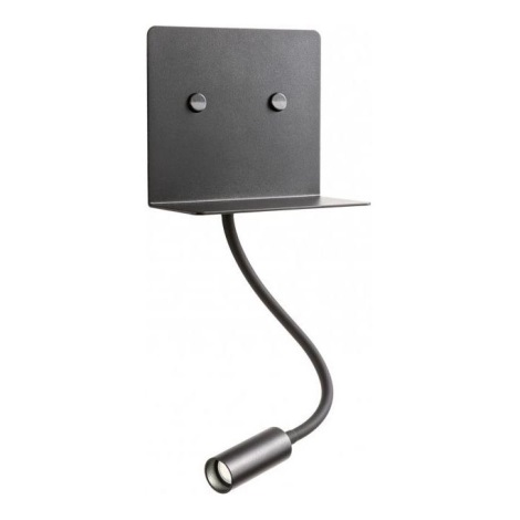 Redo 01-3211 - LED-Wandleuchte mit flexibler und kleiner Lampe MOKA LED/6W + LED/3W/230V USB CRI90 schwarz